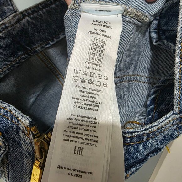 Liu Jo Milano Designer Jean Top & Skirt Set Women’s Size 6/27 Blue Denim - Picture 9 of 16